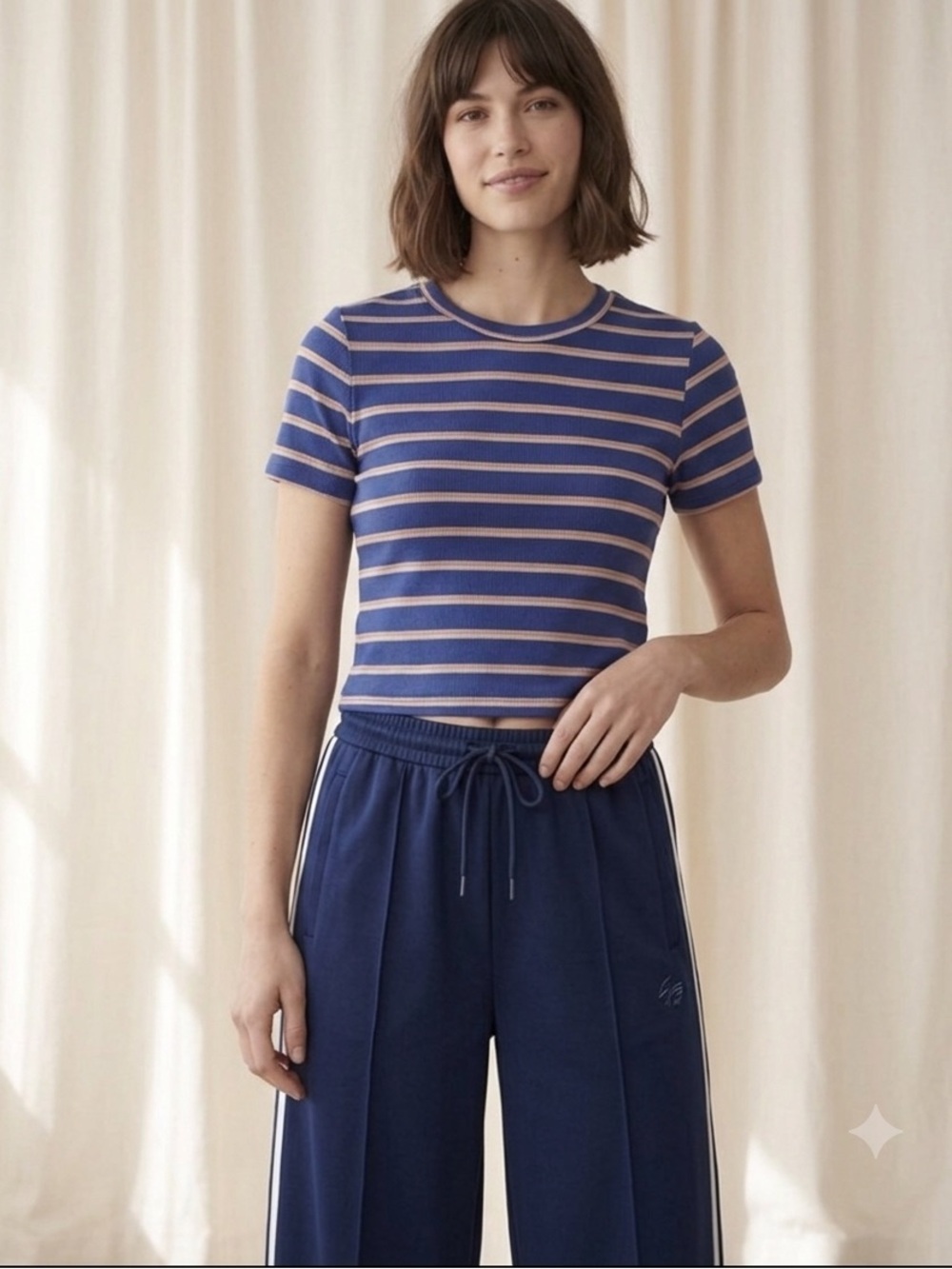 Garage Navy, Orange and Cream Striped Short Sleeve Tee